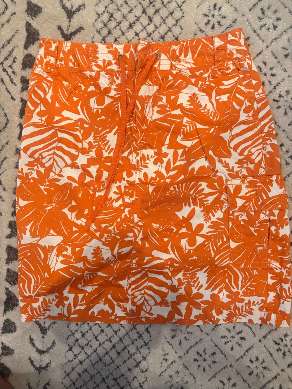 Liz Claiborne Orange and White Tropical Print Pencil Skirt